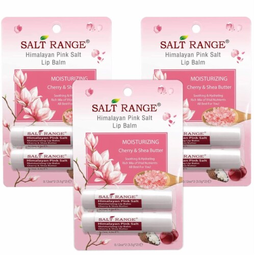 Salt Range Lip Balm, Infused with Vitamin E Extracts, Cherry & Shea Butter, Chapstick, 3 Pack Perspective: front