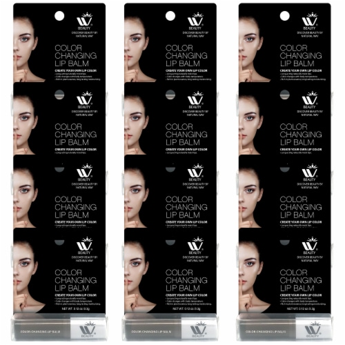 WBM Chapstick, Natural Ingredients to Hydrate & Soften Lips, Color Changing Balm, 12 Pack Perspective: front