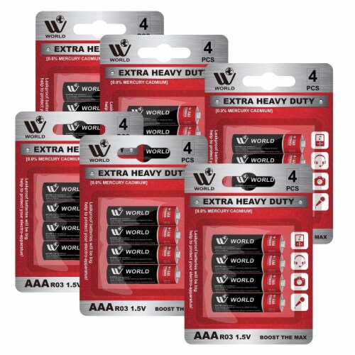 AAA Carbon Zinc Cells, Long Lasting Power, Ideal for Household, Pack of 6 (24 Count) Perspective: front