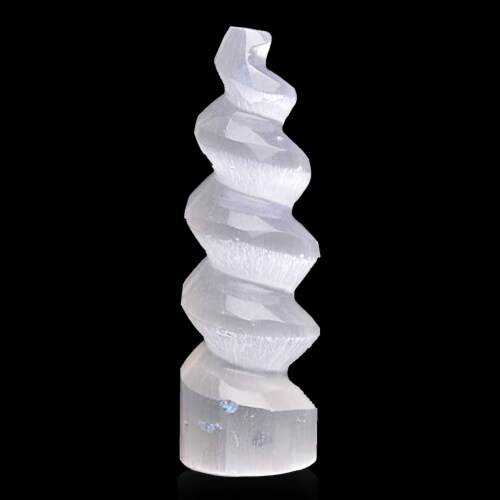 Tower Spiral Medium, Stones & Home Decoration- Healing and Meditation, Spiral-15 cm, White Perspective: front