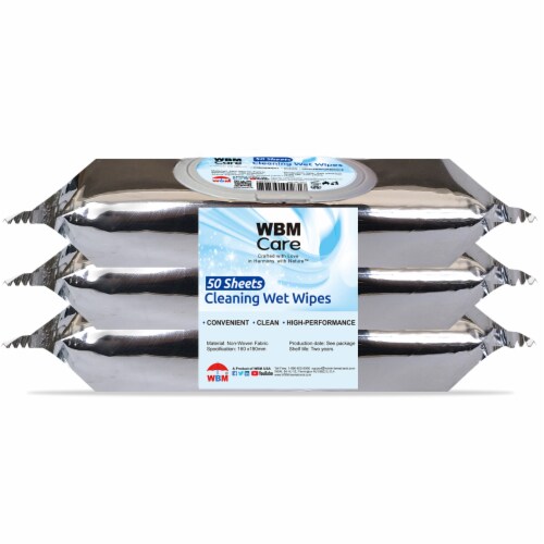 Flushable Wet Wipes, Upgraded from Baby Tissues, 50 Sheets (pack of 3) Perspective: front