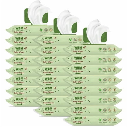 WBM Baby Wipes, Safe & Clean with Flip Flop Dispenser, Flushable Wet Wipes (Pack of 24) Perspective: front
