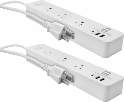 Extension Cord Socket 5.9 ft, Surge Protector Power Strip with 2 USB – 2 PCS Perspective: front