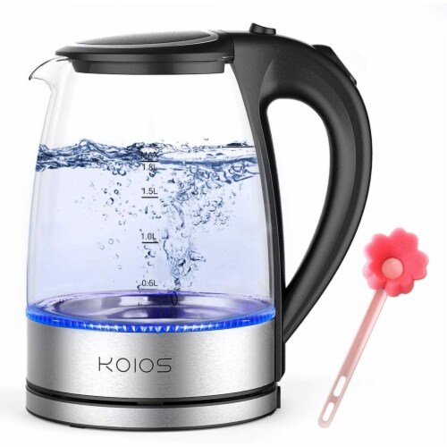 KOIOS 1.8L Electric Kettle, 1500W Borosilicate Glass Tea Kettle Perspective: front