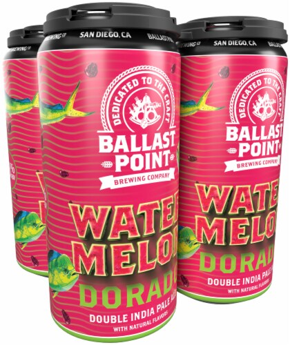 Ballast Point Watermelon Dorado Double IPA Craft Beer Perspective: front