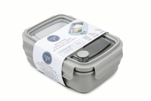 Core Home Bento Box Food Container with Removable Tray - Pewter Perspective: front