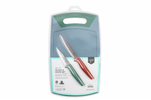 Core Home Cutting Board and Knife Set - Green/Blue, 3 pc - Pick 'n