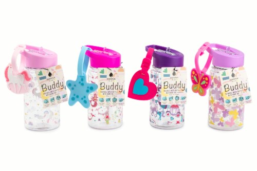 Manna Kids Buddy Reusable Water Bottle with Name Tag Perspective: front