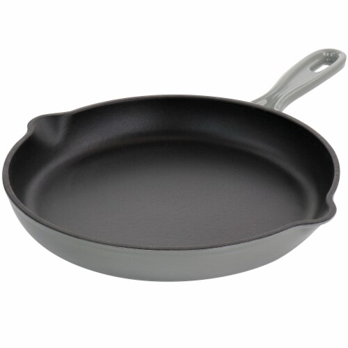 MegaChef MCCI-FR26AG 10.25 in. Round Enameled Cast Iron Skillet, Gray Perspective: front