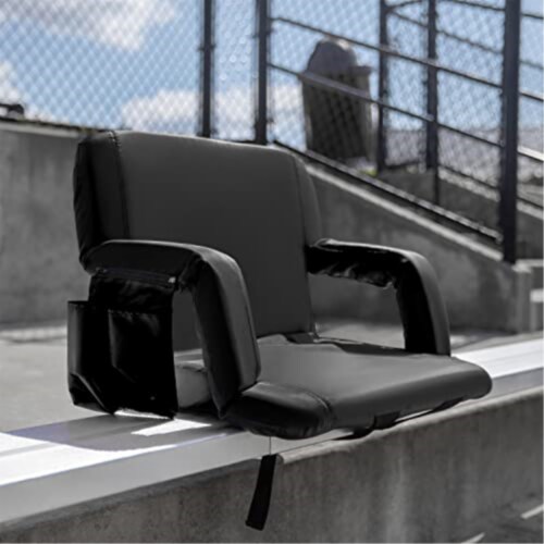 Stadium Seat Bleacher Cushion Light Weight & Portable Black Sports Chair