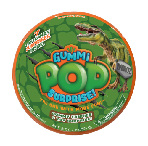 Gummi Pop Surprise!™ Dinoz Toy and Candy Ball Perspective: front