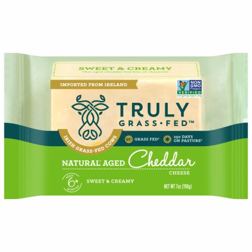 Truly Grass Fed™ Natural Aged Cheddar Cheese Perspective: front