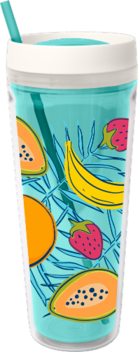 Cool Gear Printed Callisto Insulated Cup with Lid - Teal Perspective: front