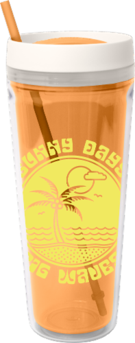 Cool Gear Printed Callisto Insulated Cup with Lid - Orange Perspective: front