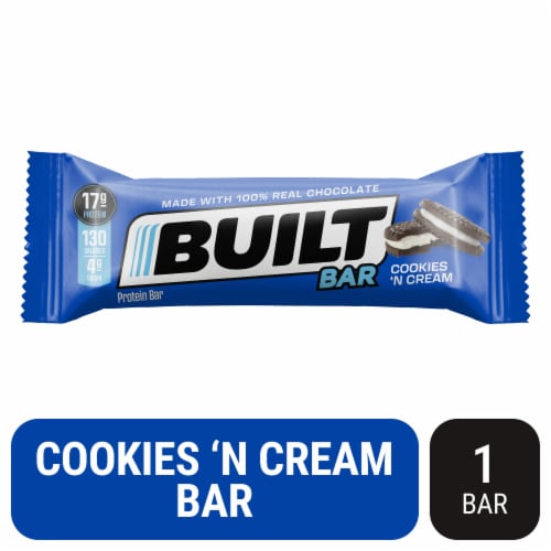 Built Bar Cookies N Cream Protein Bar Perspective: front
