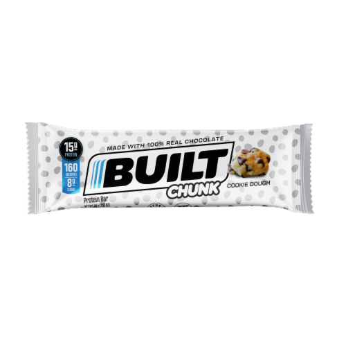 BUILT Puffs Protein Bar, Cookie Dough Chunk, 15g Protein, Collagen, 160 Calories, Single 1.55 oz Bar Perspective: front