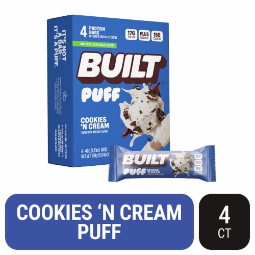 BUILT® Puff Cookies N' Cream Protein Bars Perspective: front