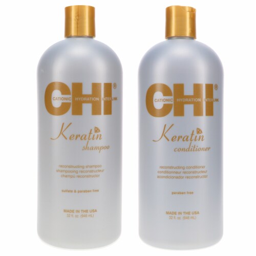 CHI Keratin Reconstructing Shampoo 32 oz & Keratin Reconstructing Conditioner 32 oz Combo Pac Perspective: front