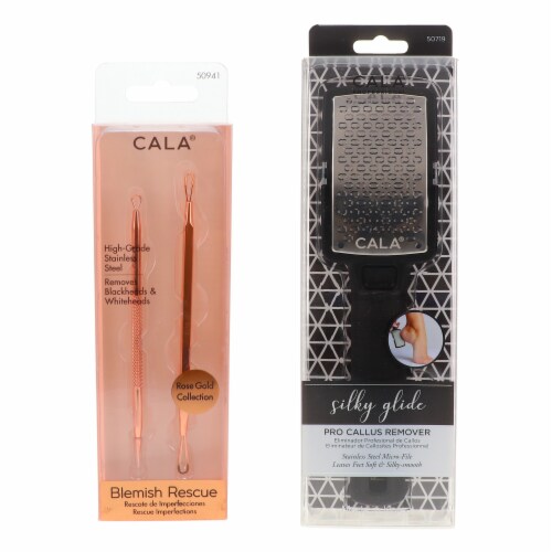 CALA Rose Gold Blemish Rescue Kit 2 pc & Silky Glide Pro Callus Remover Black Combo Pack Perspective: front