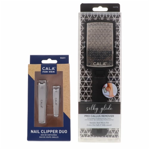 CALA Nail Clipper Duo for Men & Silky Glide Pro Callus Remover Black Combo Pack Perspective: front