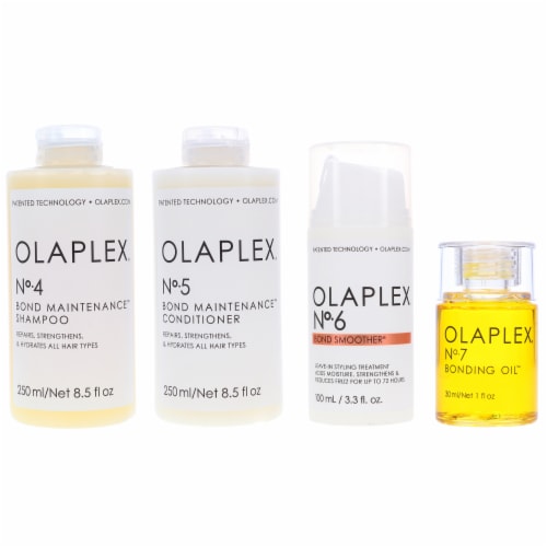 Olaplex No.4 Bond Maintenance Shampoo 8.5 oz, No. 5 Bond Maintenance Conditioner 8.5 oz, No. Perspective: front