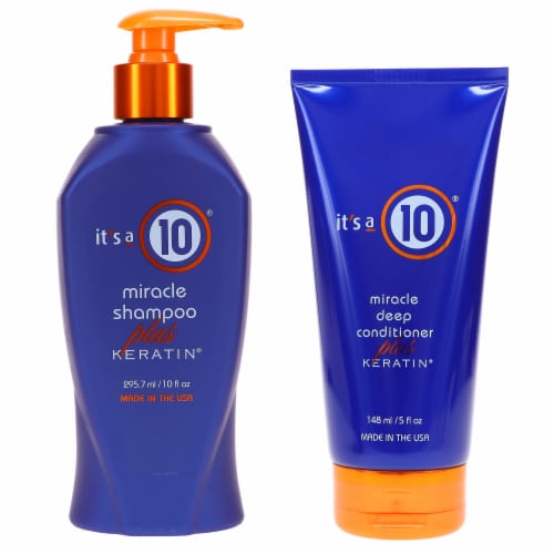 It's a 10 Miracle Shampoo Plus Keratin 10 oz & Miracle Deep Conditioner Plus Keratin 5 oz Com Perspective: front