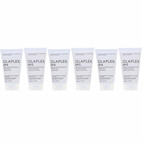 Olaplex No.4 Bond Maintenance Shampoo 1 oz 3 Count & No.5 Conditioner 1 oz 3 Count Combo Pack Perspective: front