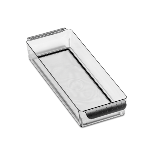 madesmart® Shallow Fridge Bin - Carbon / Clear Perspective: front