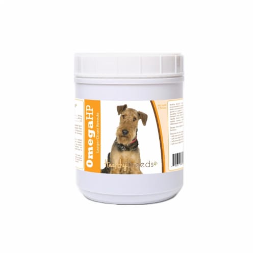 Healthy Breeds 840235187370 Airedale Terrier Omega HP Fatty Acid Skin & Coat Support Soft Che Perspective: front