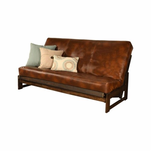 Kodiak Furniture Full-size Futon Cover in Saddle Brown Faux Leather Perspective: front