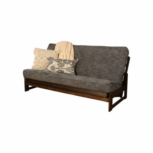 Kodiak Furniture Full-size Futon Cover in Handwoven Smoke Gray Fabric Perspective: front