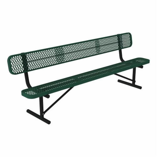 Open Air Series 8 Heavy Duty Portable Outdoor Bench with Back Surface Mount Green Unit King Soopers