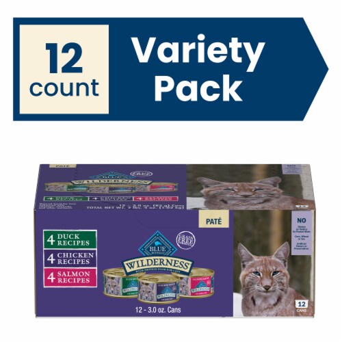 Blue Buffalo Wilderness High-Protein Grain Free Adult Pate Wet Cat Food Variety Pack Perspective: front