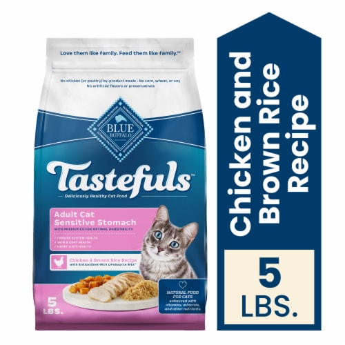Blue Buffalo Tastefuls Adult Sensitive Stomach Dry Cat Food Chicken & Brown Rice Perspective: front