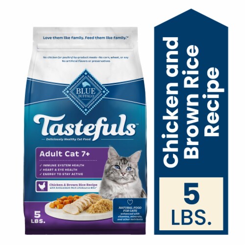 Blue Buffalo Tastefuls Adult 7+ Dry Cat Food Chicken & Brown Rice Perspective: front