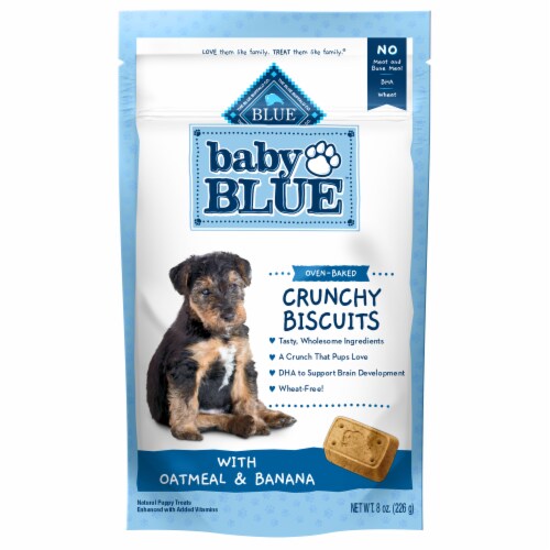 Blue Buffalo Baby Blue Oatmeal & Banana Oven Baked Crunchy Puppy Biscuits Perspective: front