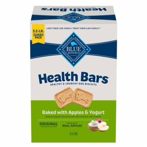 Blue Buffalo Health Bars Natural Apples & Yogurt Crunchy Dog Treat Biscuits Perspective: front