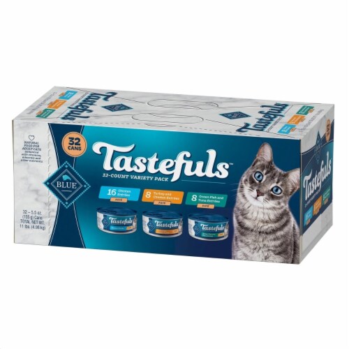 Blue Buffalo Tastefuls Pate Wet Cat Food, Variety Pack, 5.5 Ounce (Pack of 32) Perspective: front