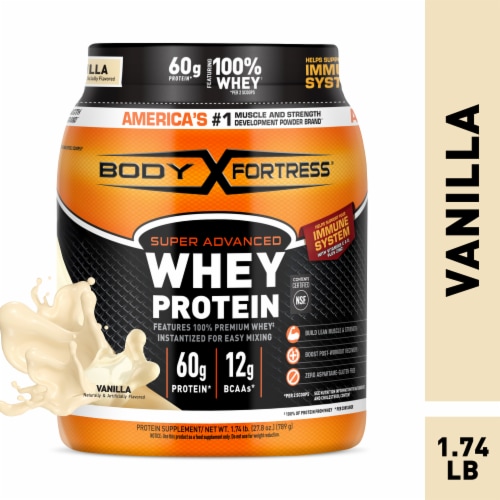 Body Fortress® Vanilla Whey Protein Powder Perspective: front