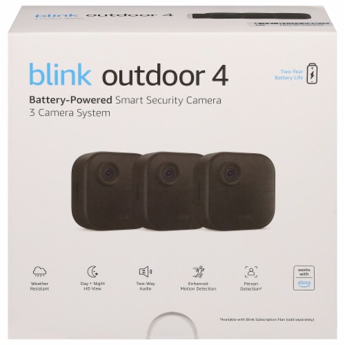 blink Outdoor 4 Battery-Powered Smart Security 3 Camera System Perspective: front
