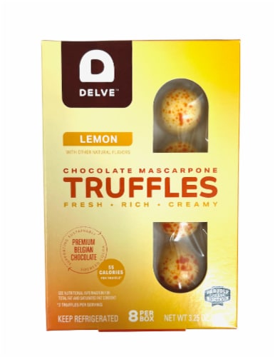 Delve™ White Chocolate Lemon Mascarpone Truffle Box Perspective: front