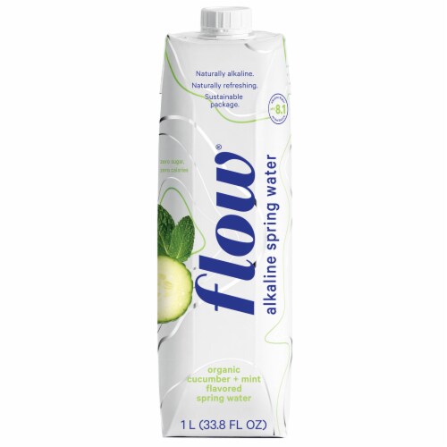 Flow® OOrganic Cucumber + Mint Flavored Alkaline Spring Water Perspective: front