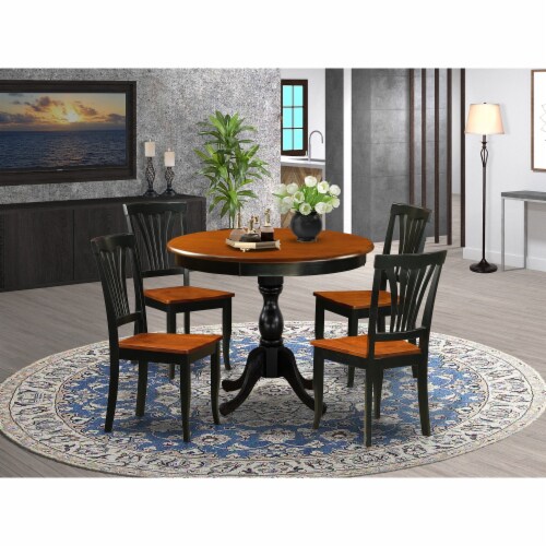 5 Piece Dining Set a Dining Table and 4 Chairs with Slatted Back