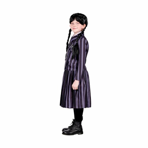 Wednesday Inspired Gothic Girl School Uniform Child Costume | Large Perspective: front