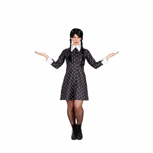 Wednesday Inspired Gothic Girl Skull Dress Adult Costume