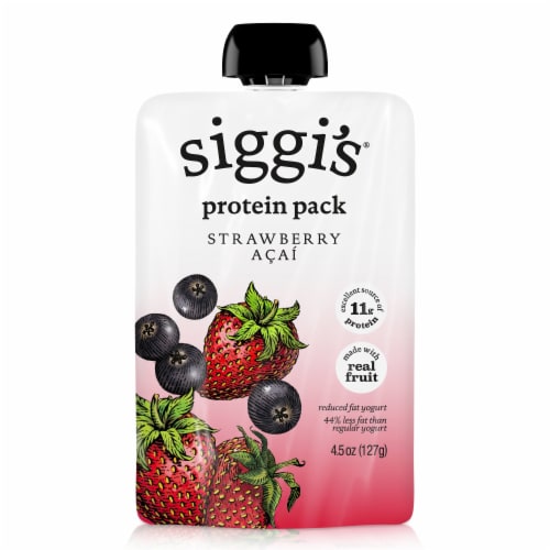 siggi's Reduced Fat Protein Pack, Strawberry Acai Yogurt Pouch Perspective: front