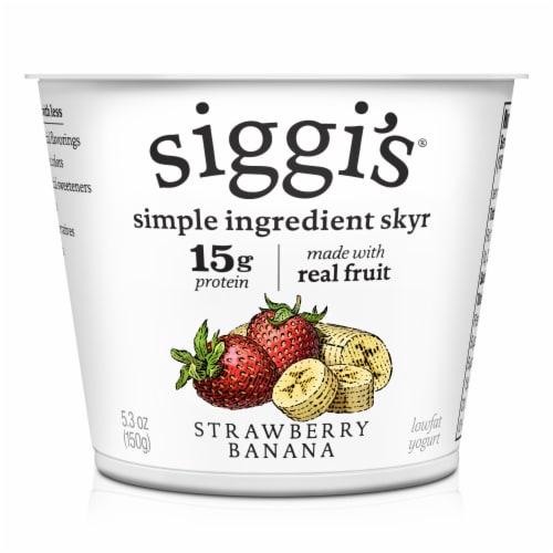 Siggi's® Strawberry Banana Lowfat Icelandic-Style Yogurt Cup Perspective: front