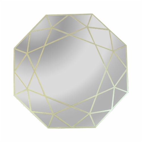 CHLOE's Reflection Contemporary-Style Octagon Golden Finish Wall Mirror 30 Tall Perspective: front
