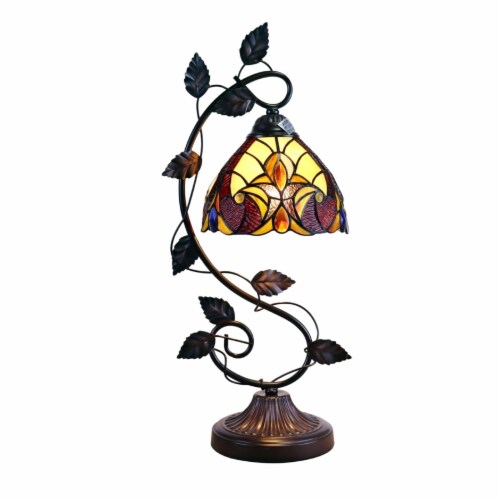 CHLOE Lighting ADIA Victorian Tiffany-Syle Dark Bronze 1 Light Accent Table Lamp 8 Wide Perspective: front