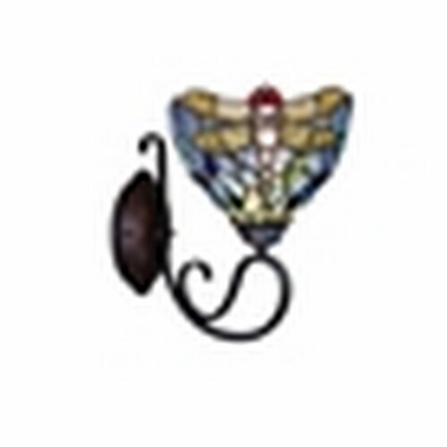 CHLOE Lighting SUNNIVA Dragonfly Tiffany-Style Dark Bronze 1 Light Wall Sconce 8 Wide Perspective: front